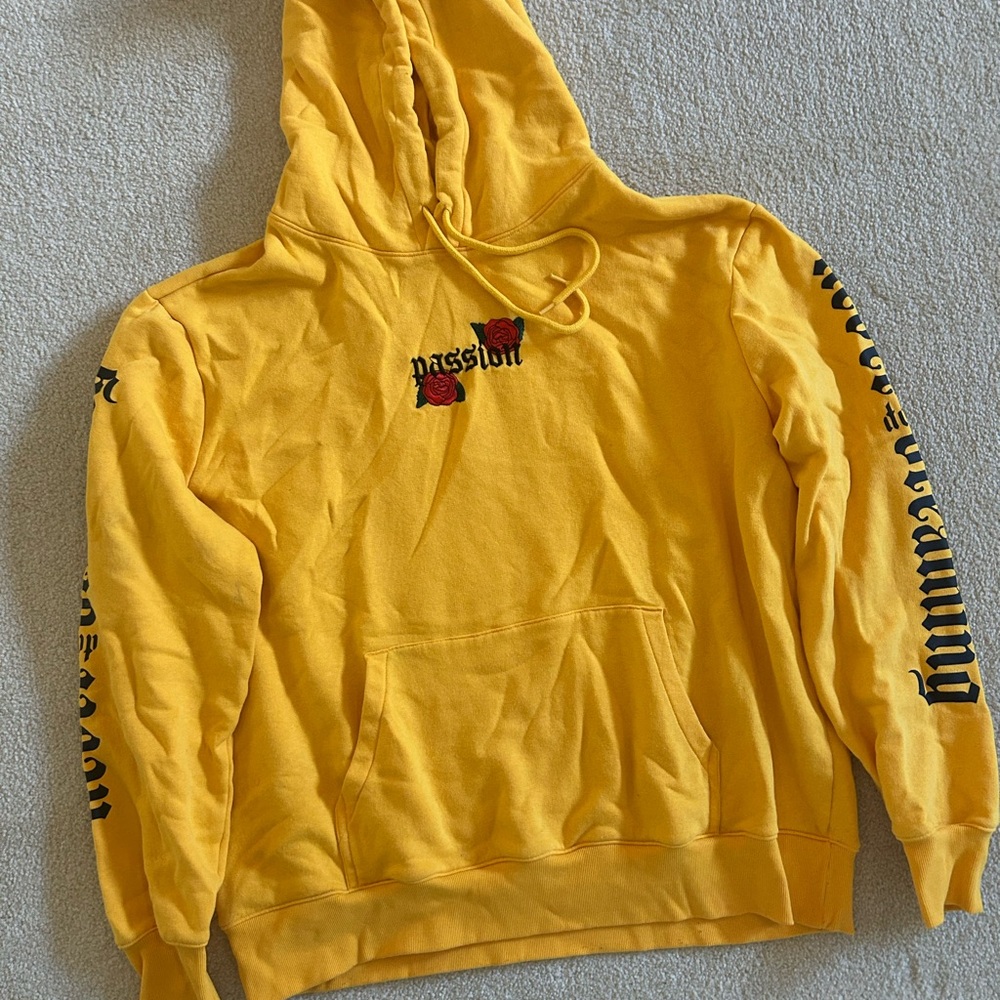Divided Yellow Hoodie with Passion Embroidery